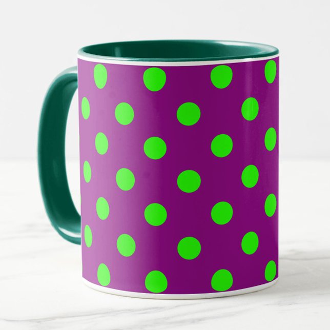 Taza Diseño del patrón de puntos de polka verde sobre p (Subido por el creador)