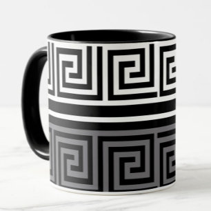 Taza Diseño del patrón Fret de la llave griega blanca g