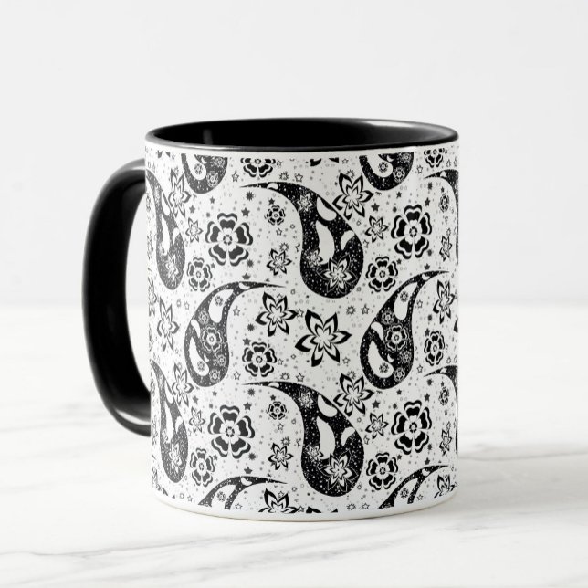 Taza Diseño del patrón Paisley floral blanca (Subido por el creador)