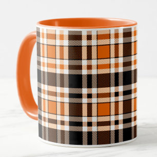 Taza Diseño del patrón Tartán del flanco blanco negro n