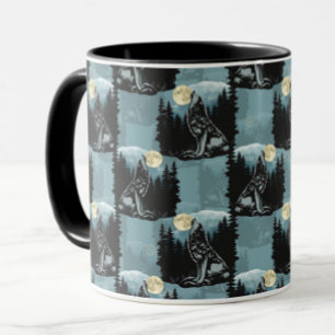Taza Diseño del patrón Wolf Howling At Moon