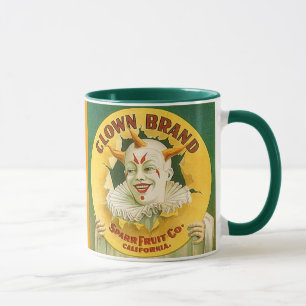 TAZA DISEÑO DEL PAYASO DEL CAJÓN LABEL~ DE LA FRUTA D