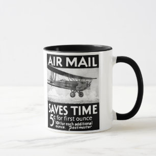 Taza Diseño del poster del correo aéreo del vintage c