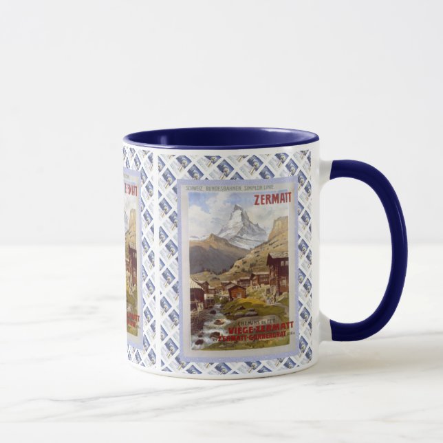 Taza Diseño del suizo del vintage, Zermatt Cervino (Derecha)