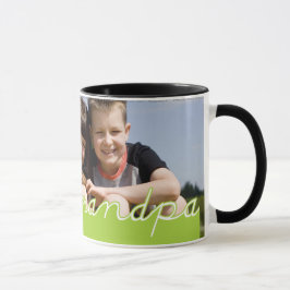 Taza Diseño del texto del verde de la foto del abuelo