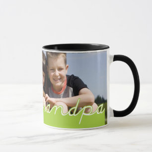 Taza Diseño del texto del verde de la foto del abuelo