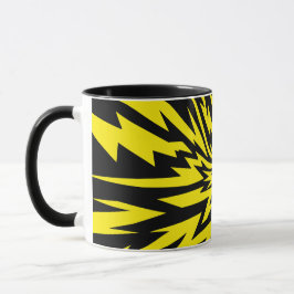 Taza Diseño dinámico de perno Lightning amarillo y negr