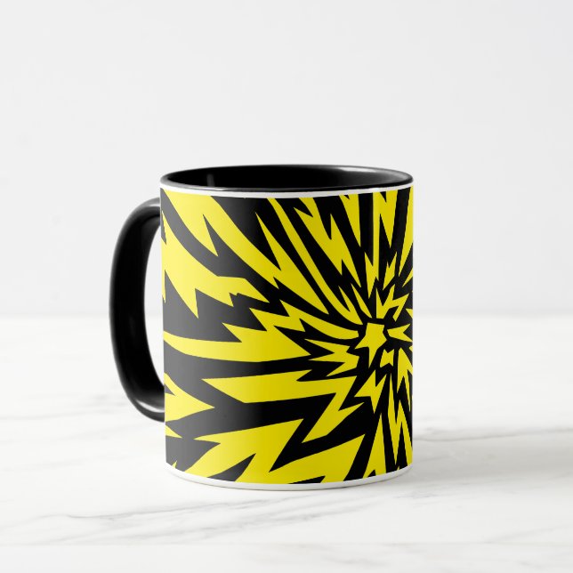 Taza Diseño dinámico de perno Lightning amarillo y negr (Anverso izquierdo)