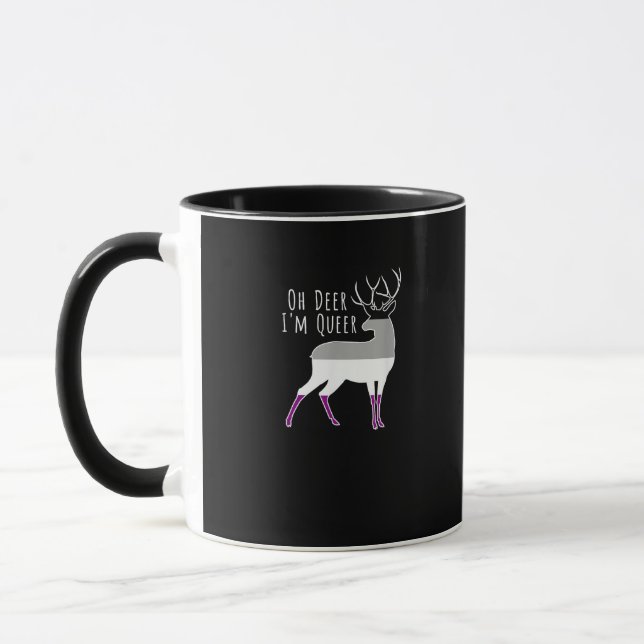 Taza Diseño divertido de bandera asexual Oh Deer Orgull (Izquierda)
