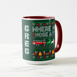 Taza Diseño divertido de bombero para Navidad