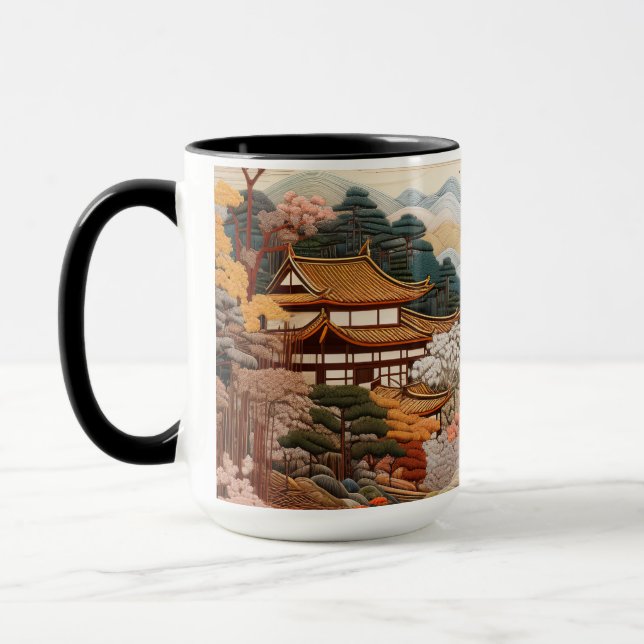 Taza Diseño elegante de arte taapiz japonés tradicional (Izquierda)