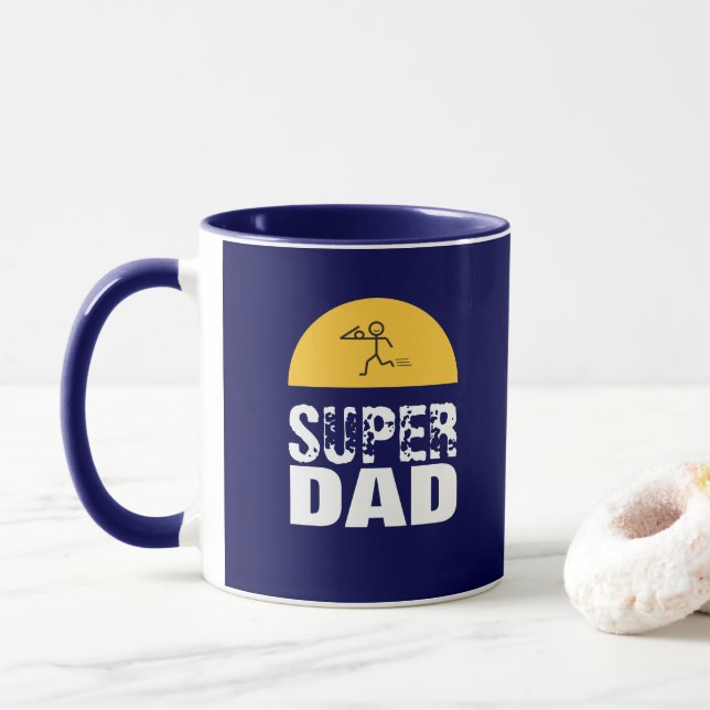 Taza Diseño elegante "SUPER DAD" Deseos Personalizados (Con donut)