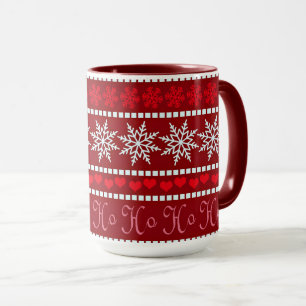 Taza Diseño festivo de copos de nieve y renos