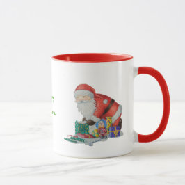 Taza diseño festivo de santa y prensa para navidades