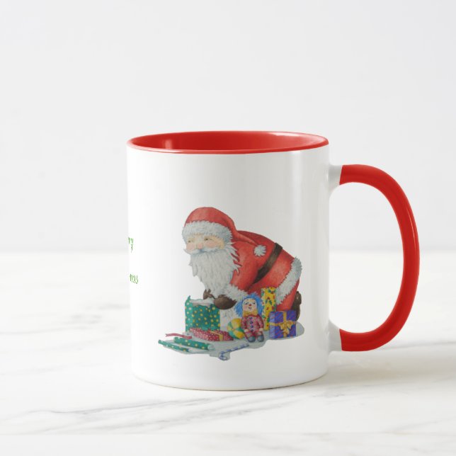 Taza diseño festivo de santa y prensa para navidades (Derecha)