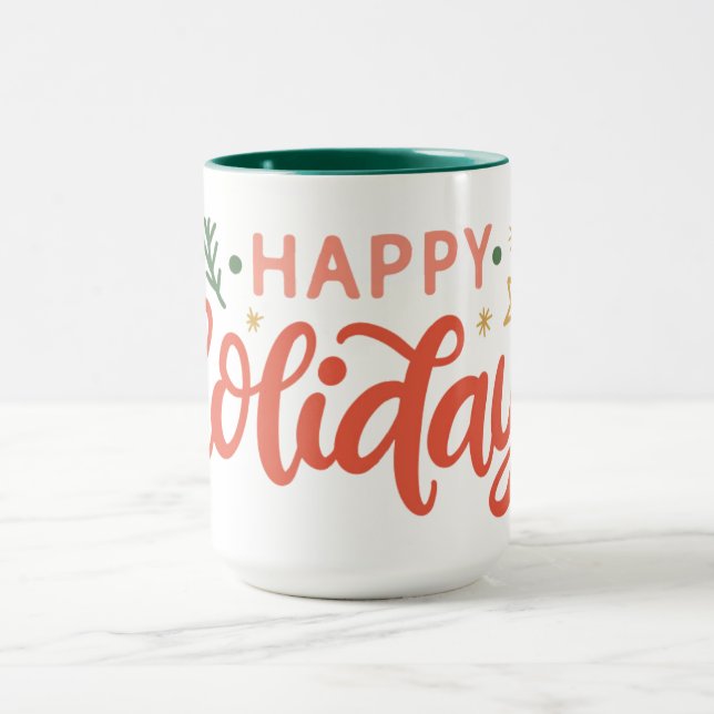 Taza Diseño festivo feliz de vacaciones (Centro)