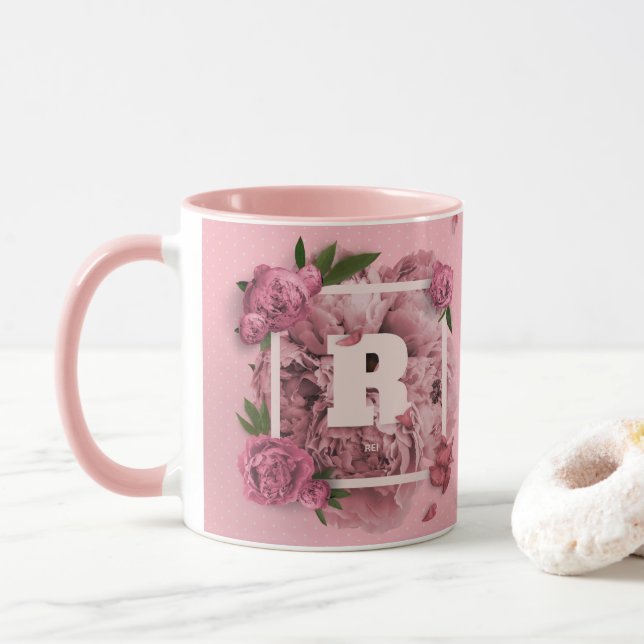 Taza Diseño floral atractivo de los Peonies (Con donut)
