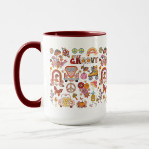 Taza Diseño floral Boho Daisy Flowers Retro Groovy