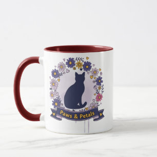 Taza Diseño Floral de Gato 'Patas y Pétalos'
