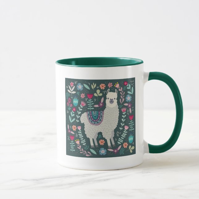 Taza Diseño floral de la llama linda (Derecha)