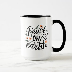 Taza Diseño floral de la paz en la Tierra