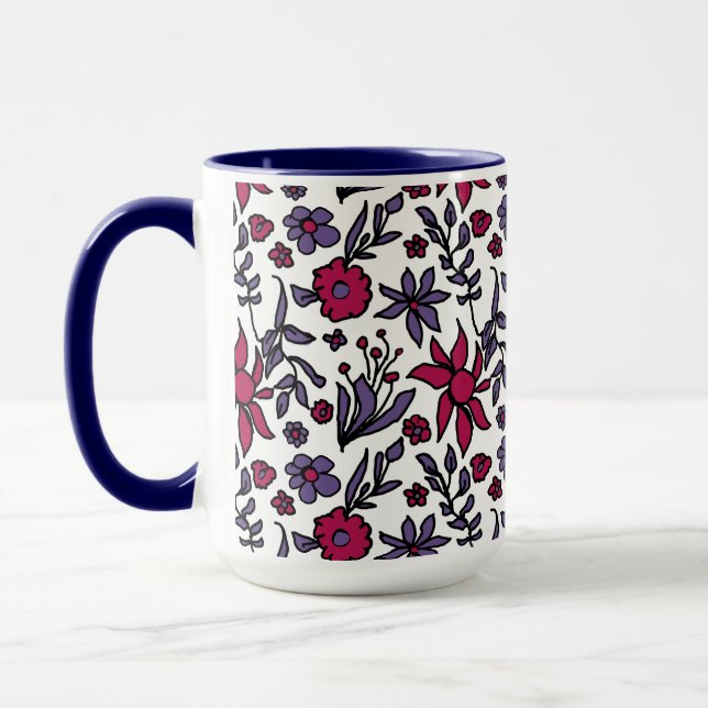 Taza Diseño floral de Throwback 80 Big Mug (Izquierda)
