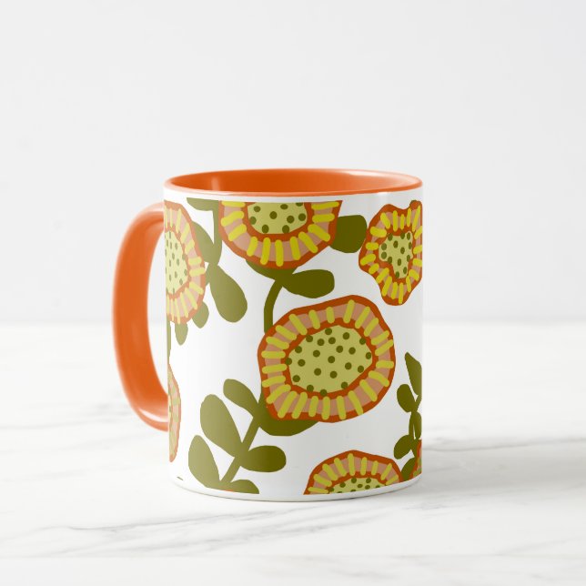 Taza Diseño floral del Naranja Oleícola de Oro © Cathy  (Anverso izquierdo)