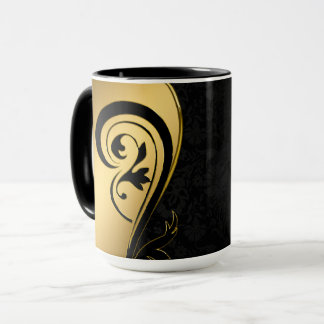 Taza Diseño floral dorado y negro