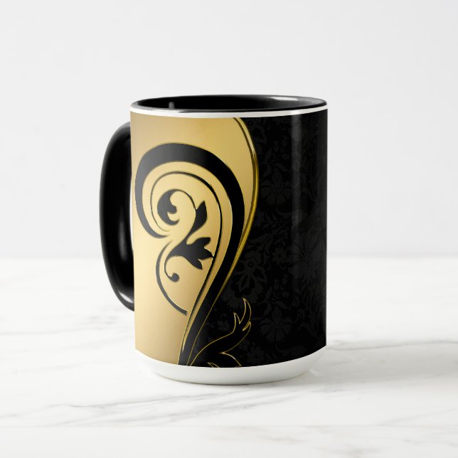 Taza Diseño floral dorado y negro (Anverso izquierdo)