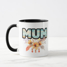 Taza diseño floral naranja de mamá, tazón de café
