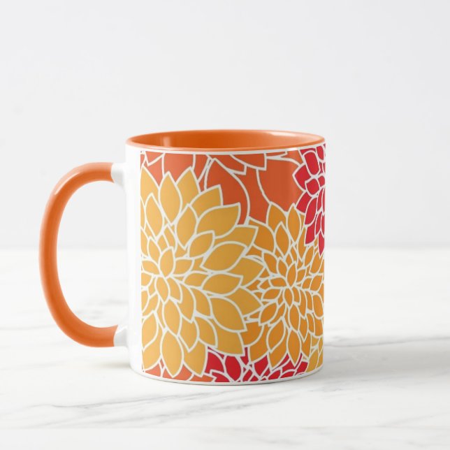 Taza Diseño floral oriental rojo y Naranja (Izquierda)