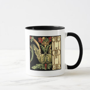 Taza Diseño floral ornamental con fronteras negras