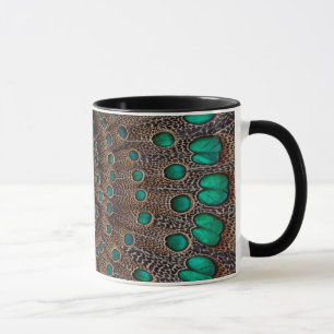 Taza Diseño Fractal de Pluma de Faisán