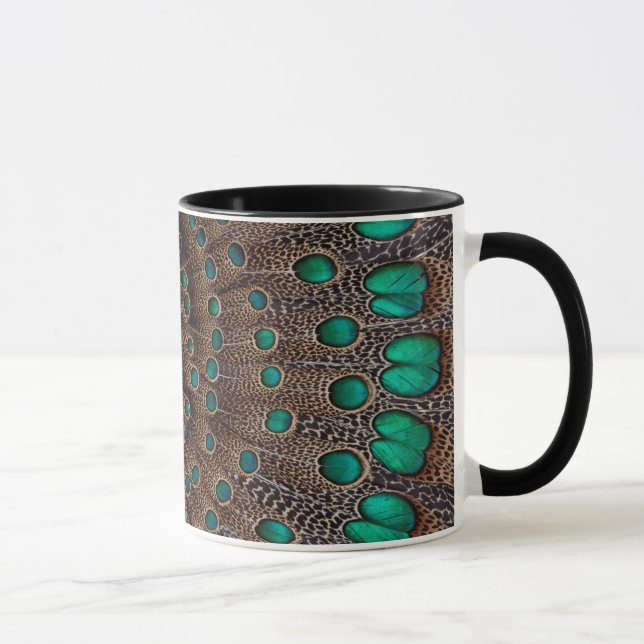 Taza Diseño Fractal de Pluma de Faisán (Derecha)