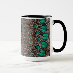 Taza Diseño Fractal de Pluma de Faisán