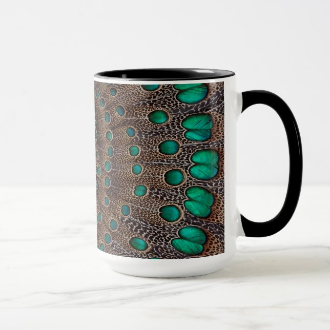 Taza Diseño Fractal de Pluma de Faisán (Derecha)