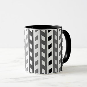 Taza Diseño geométrico, gris, negro, blanco,