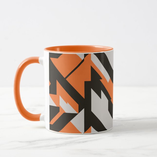 Taza Diseño geométrico negro y Naranja negrita (Izquierda)