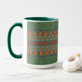 Taza Diseño geométrico verde del suroeste de Sagebrush