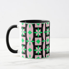 Taza Diseño geométrico verde, rosa y negro