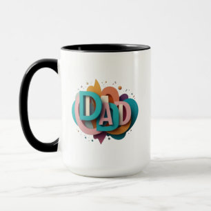 Taza Diseño gráfico colorido en 3D "DAD" Café