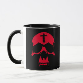 Taza Diseño gráfico gótico del cráneo rojo del demonio