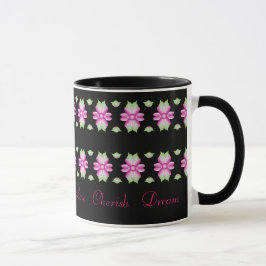 Taza Diseño Inspirador con flores rosadas café Mug