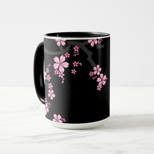 Taza Diseño japonés Black Pink Sakura : (Anverso izquierdo)