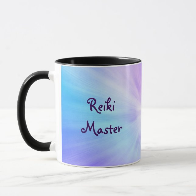 Taza Diseño ligero púrpura del amo de Reiki (Izquierda)