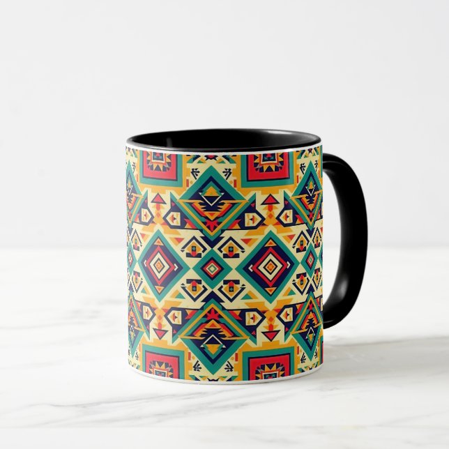 Taza Diseño nativo americano - Naranja de óxido azul ne (Anverso derecho)