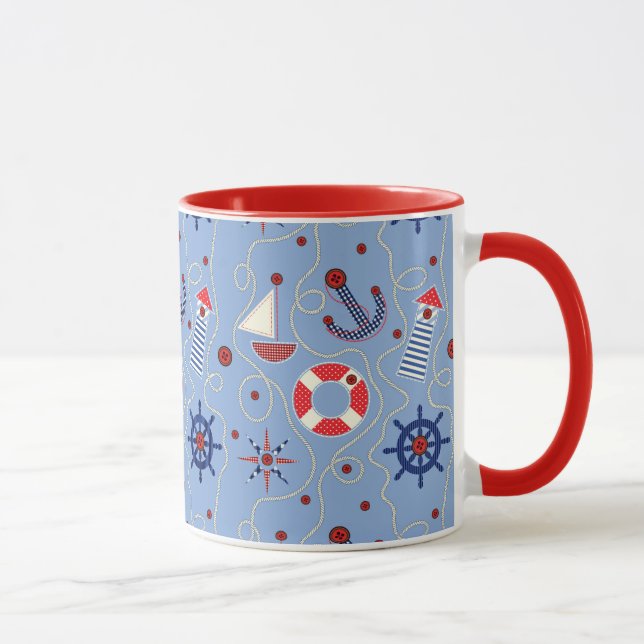Taza Diseño náutico del remiendo (Derecha)