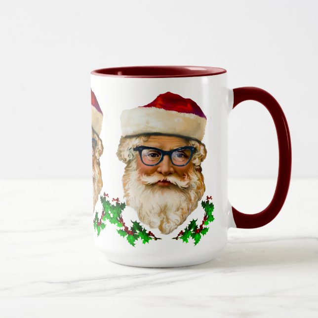 Taza Diseño navideño de Navidades de Santa Claus y Holl (Derecha)