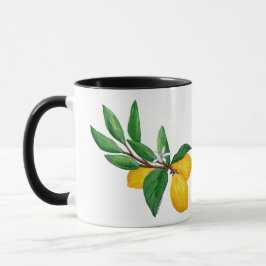 Taza Diseño negro de acuarela de hoja de limón | Cítric