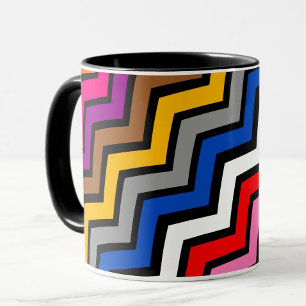 Taza Diseño negro de zigzag Chevron multicolor